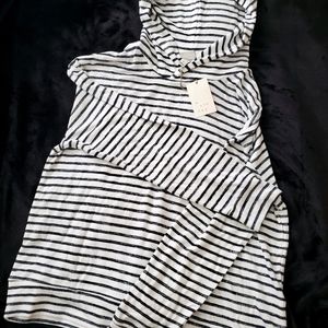 Navy & White Stripped Hoodie